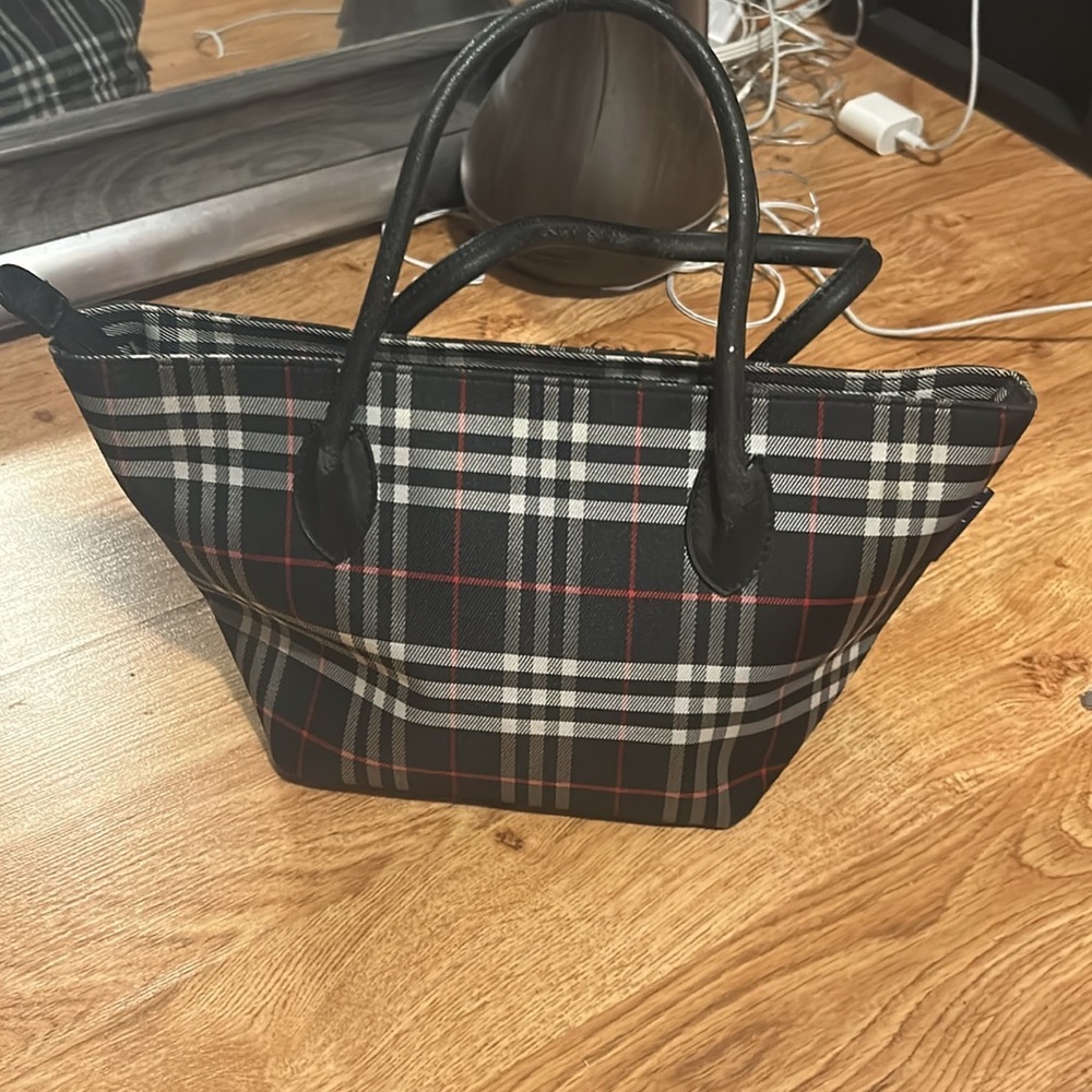 Burberry Black and Red Plaid Tote Bag - Picture 2 of 3